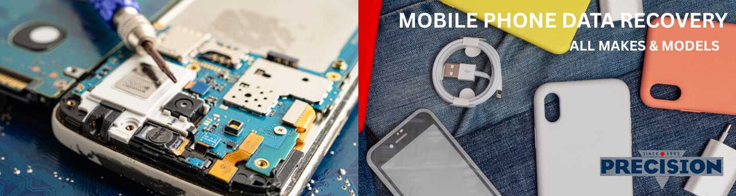 Close-up of a technician performing chip extraction and hardware data recovery on a damaged mobile phone.